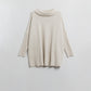 Q2 oversized beige sweater with fitted ribbed sleeves