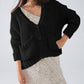 Q2 Oversized black chunky knit jacket with pockets