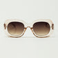 Q2 Oversized Circular Sunglasses in translucent white