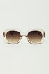 Q2 Oversized Circular Sunglasses in translucent white