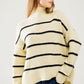 Q2 Oversized cream sweater with black stripes