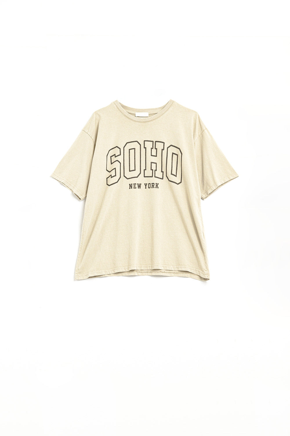 Q2 Oversized Cream T-shirt With Soho New York At The Front