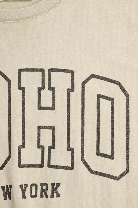 Oversized Cream T-shirt With Soho New York At The Front