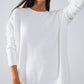 Oversized Crew Neck Long Sleeve Sweater in White