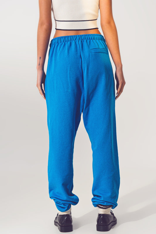 Oversized Jogger with Tie Waist in Blue