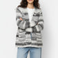 Oversized mottled striped long cardigan with pockets in Black