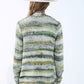 Oversized mottled striped long cardigan with pockets in Green
