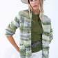 Oversized mottled striped long cardigan with pockets in Green