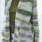 Oversized mottled striped long cardigan with pockets in Green