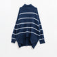 Q2 Oversized navy sweater with white stripes