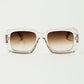 Q2 Oversized Rectangular Sunglasses in Transparent White