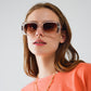 Oversized Rectangular Sunglasses in Transparent White