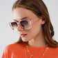 Oversized Rectangular Sunglasses in Transparent White