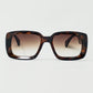 Q2 Oversized Rectangular Sunglasses With Wide Frame in brown