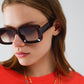 Oversized Rectangular Sunglasses With Wide Frame in brown