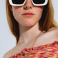 Q2 Oversized Rectangular Sunglasses With Wide Frame in White