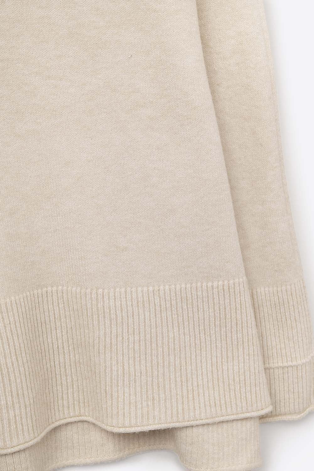 Oversized Roll Neck Sweater in beige