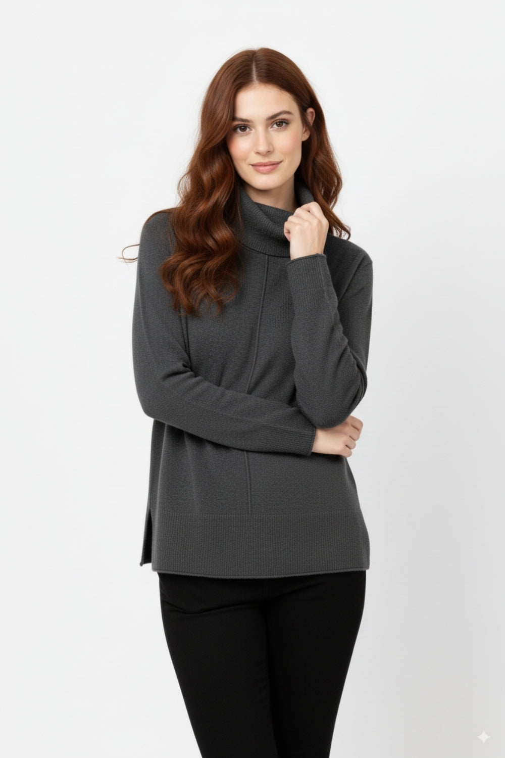 Oversized Roll Neck Sweater in black