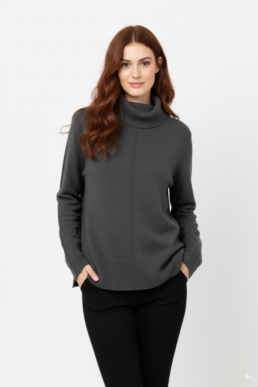 Oversized Roll Neck Sweater in black