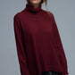 Oversized Roll Neck Sweater in Burgundy