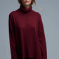 Oversized Roll Neck Sweater in Burgundy