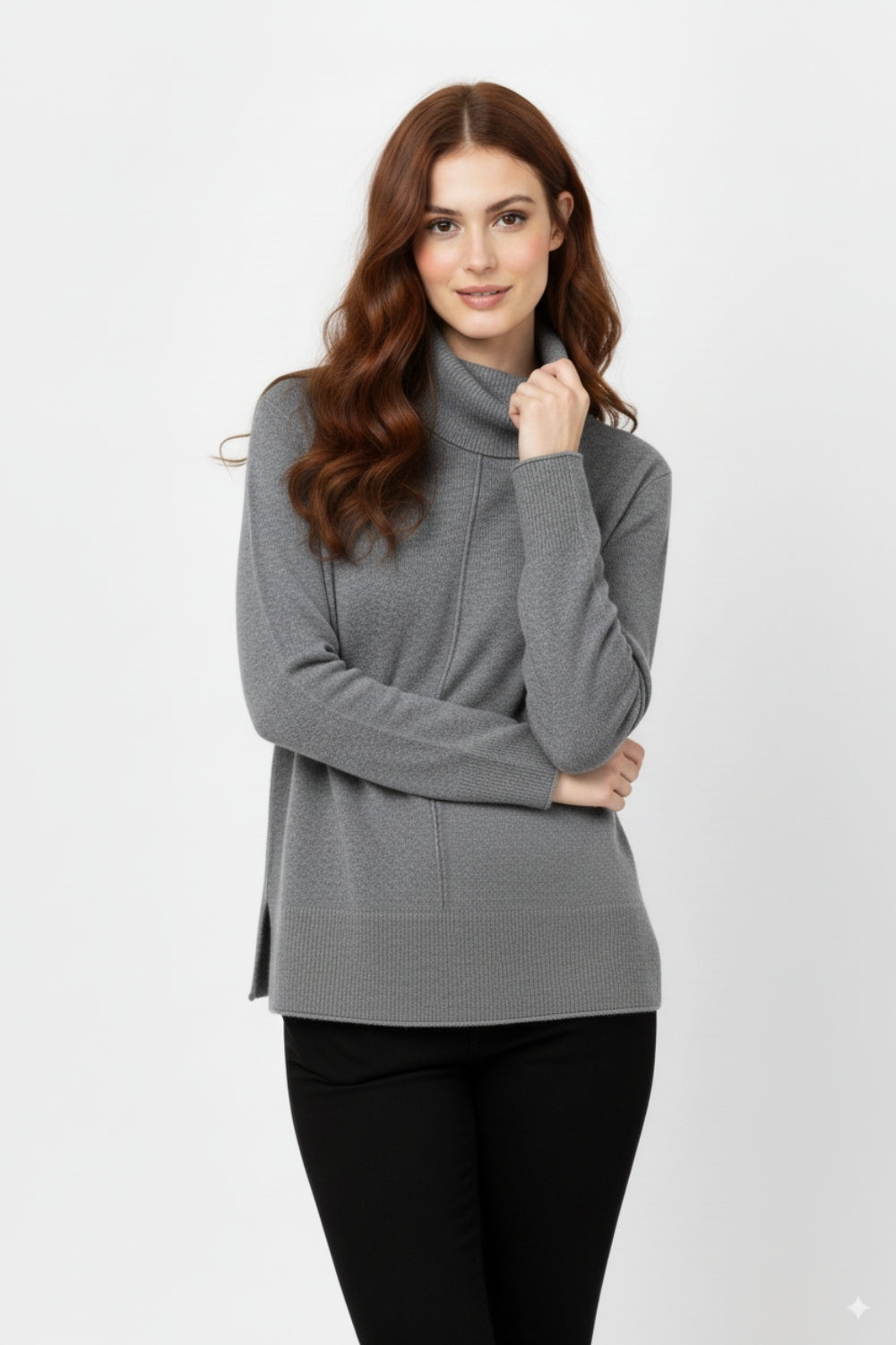 Oversized Roll Neck Sweater in Gray