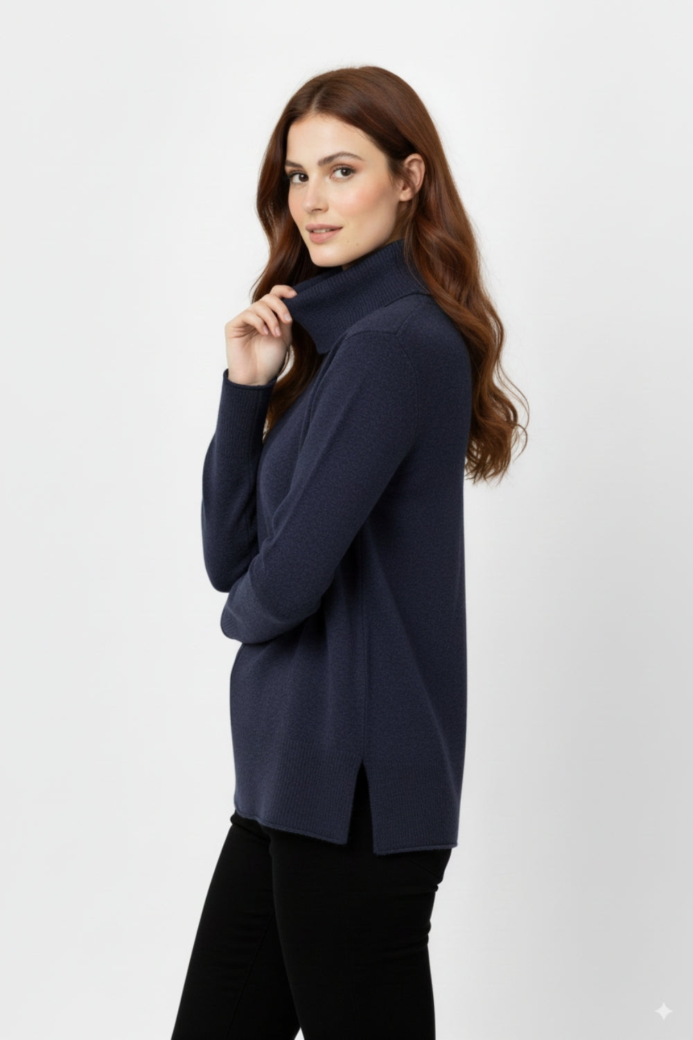 Oversized Roll Neck Sweater in navy