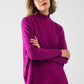 Q2 oversized soft fuchsia sweater with ribbed sleeves