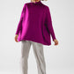 oversized soft fuchsia sweater with ribbed sleeves