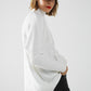 Q2 oversized soft knitted white sweater with ribbed sleeves