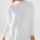 oversized soft knitted white sweater with ribbed sleeves