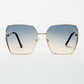 Q2 Oversized Square Metal Sunglasses In Blue Gradient Lens