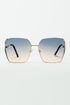 Q2 Oversized Square Metal Sunglasses In Blue Gradient Lens