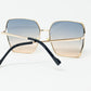 Oversized Square Metal Sunglasses In Blue Gradient Lens