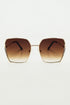 Q2 Oversized Square Metal Sunglasses In Brown Gradient Lens