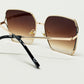 Oversized Square Metal Sunglasses In Brown Gradient Lens