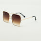 Oversized Square Metal Sunglasses In Brown Gradient Lens