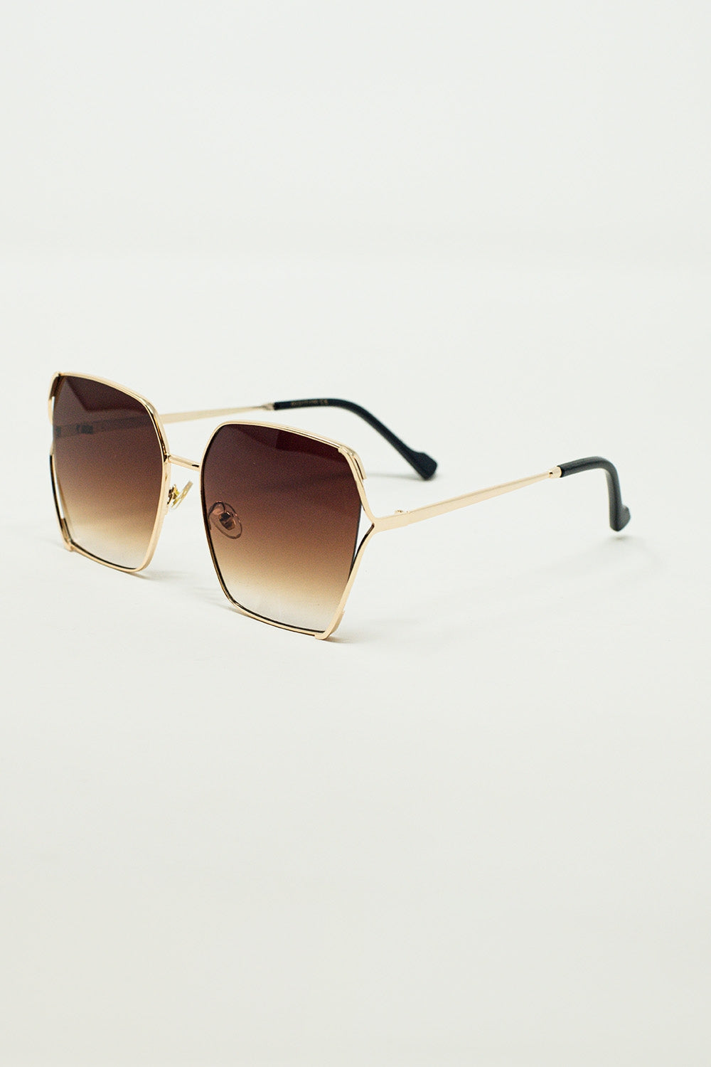 Oversized Square Metal Sunglasses In Brown Gradient Lens