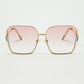 Q2 Oversized Square Metal Sunglasses In Light Pink Gradient Lens