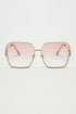 Q2 Oversized Square Metal Sunglasses In Light Pink Gradient Lens