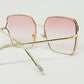 Oversized Square Metal Sunglasses In Light Pink Gradient Lens