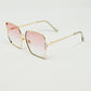 Oversized Square Metal Sunglasses In Light Pink Gradient Lens