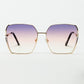 Q2 Oversized Square Metal Sunglasses In Purple Gradient Lens