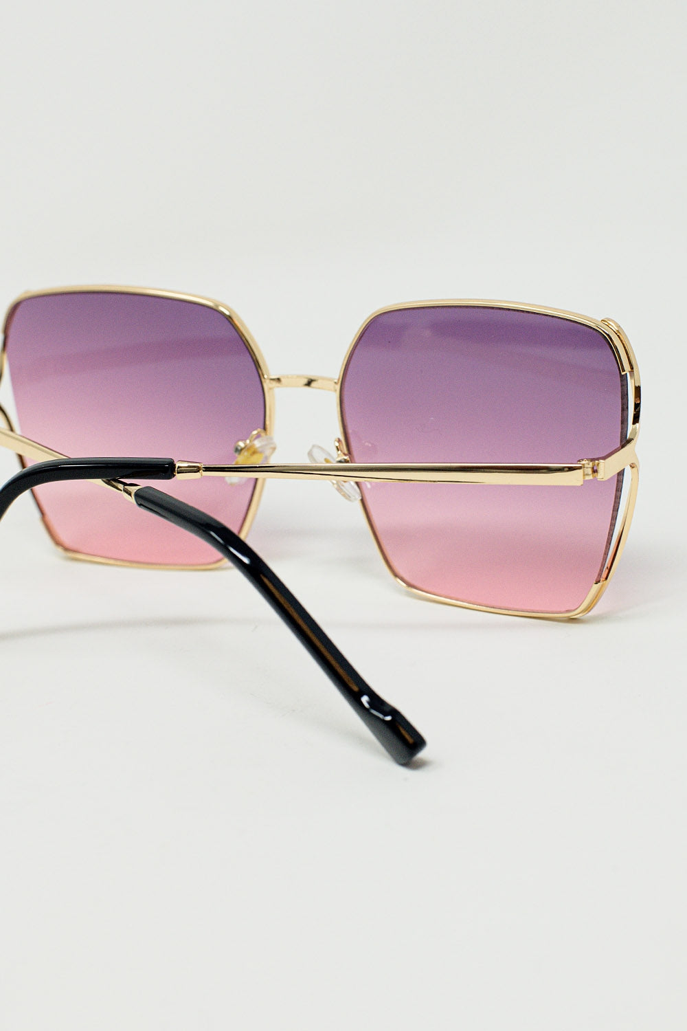 Oversized Square Metal Sunglasses In Purple Gradient Lens