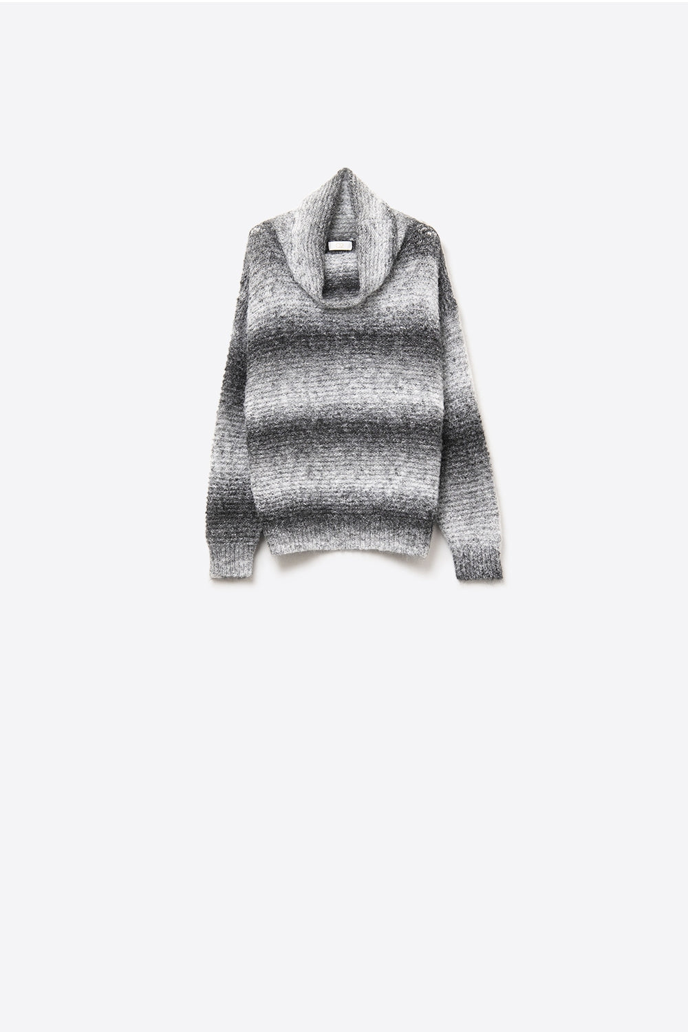 Q2 Oversized Turtleneck Comfy Sweater in Black and White