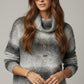Oversized Turtleneck Comfy Sweater in Black and White