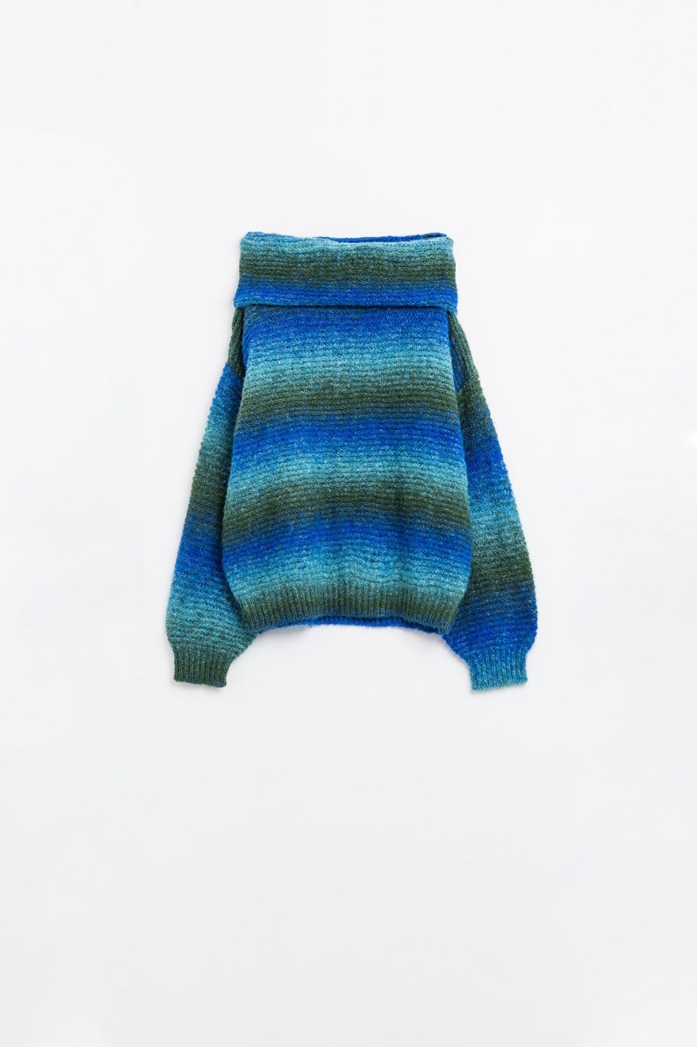 Q2 Oversized Turtleneck Comfy Sweater in blue Tones