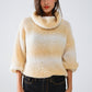 Q2 Oversized Turtleneck Comfy Sweater in Warm Neutral Tones