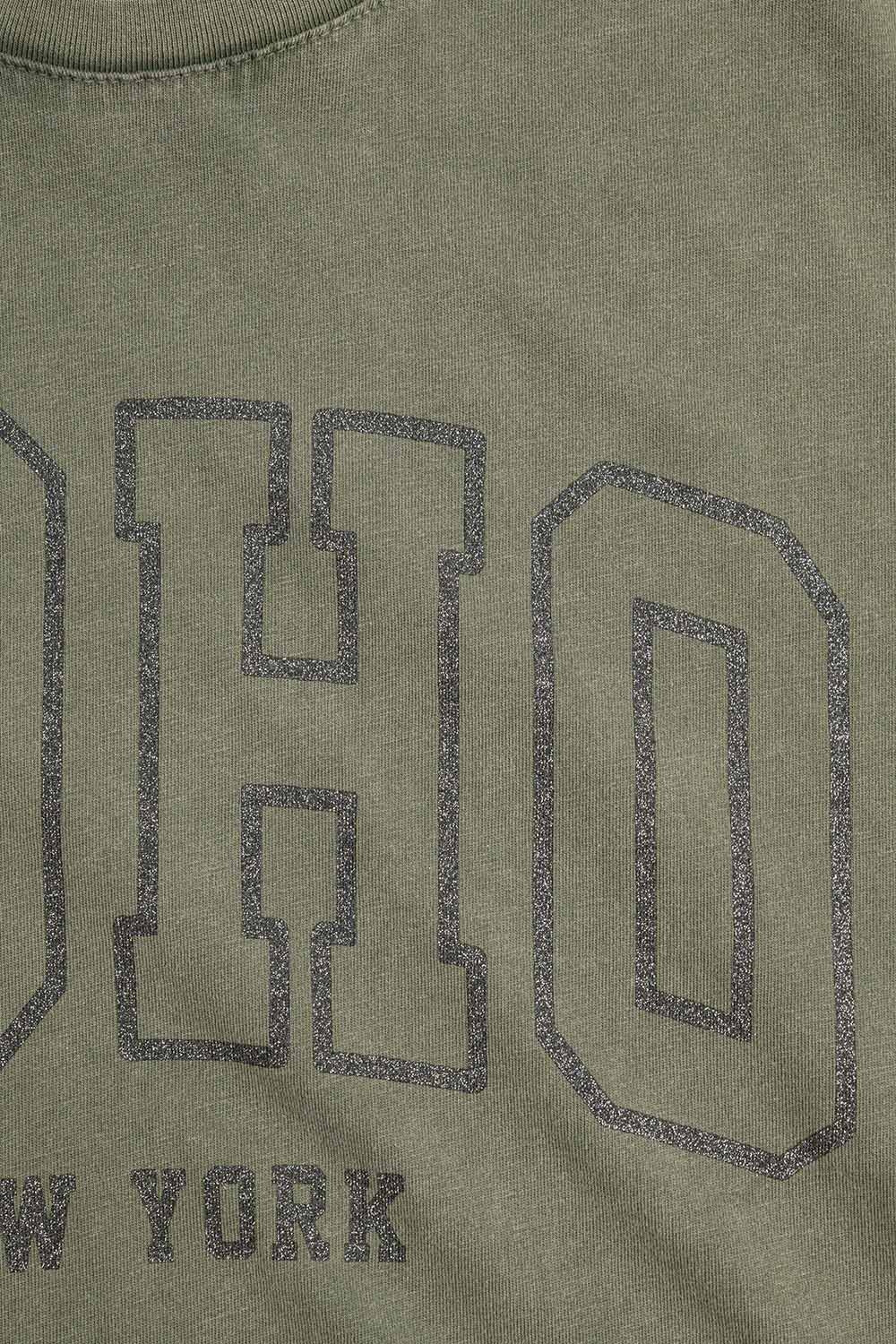 Oversized Washed Khaki Green T-shirt With Soho New York At The Front