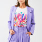 Q2 Oversized Zebra Print Blazer in Purple